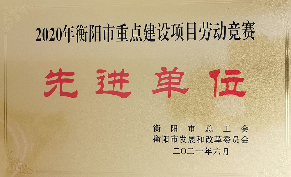 我校榮獲衡陽市重點建設(shè)項目2020年勞動競賽先進單位