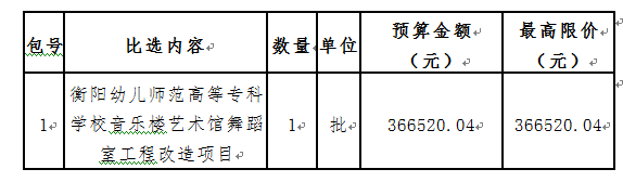 衡陽幼兒師范高等專科學校音樂樓藝術館舞蹈室工程改造項目比選公告